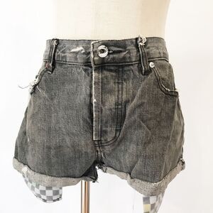 Triumvir Denim Cuffed Shorts Shorty Distressed Summer Black Jeans